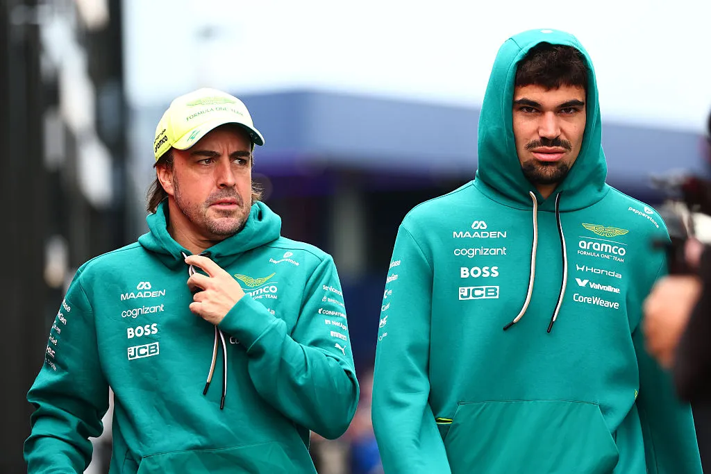 Fernando Alonso y Lance Stroll, pilotos de Aston Martin en la Fórmula 1. (Getty Images)