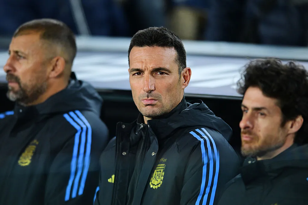 Lionel Scaloni, Walter Samuel y Pablo Aimar, el cuerpo técnico de la Selección Argentina. (Getty Images)