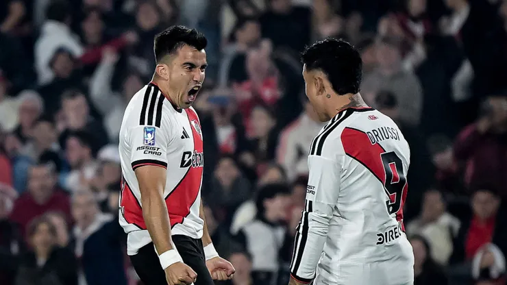 Marcos Acuña, autor del gol de River Plate ante Estudiantes de Río Cuarto.