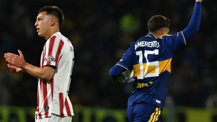 Merentiel festejando el 2-2 ante Instituto.