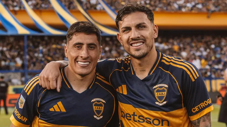 Miguel Merentiel y Leandro Paredes, futbolistas de Boca.