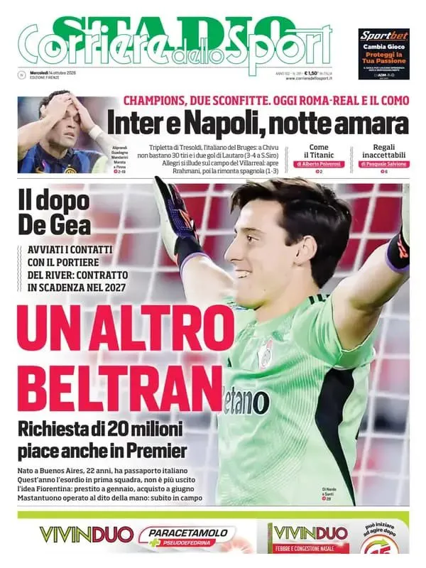La tapa de Corriere dello Sport.