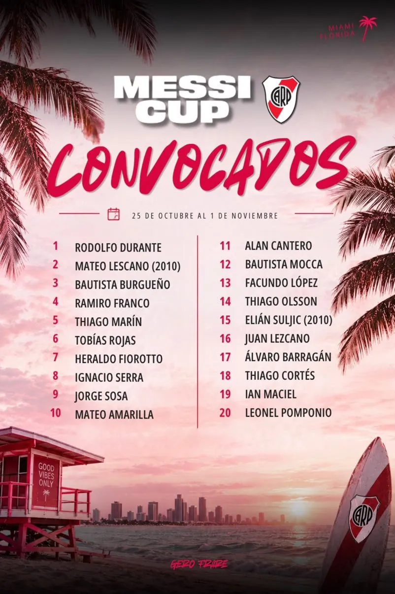 Los convocados para la Messi Cup.