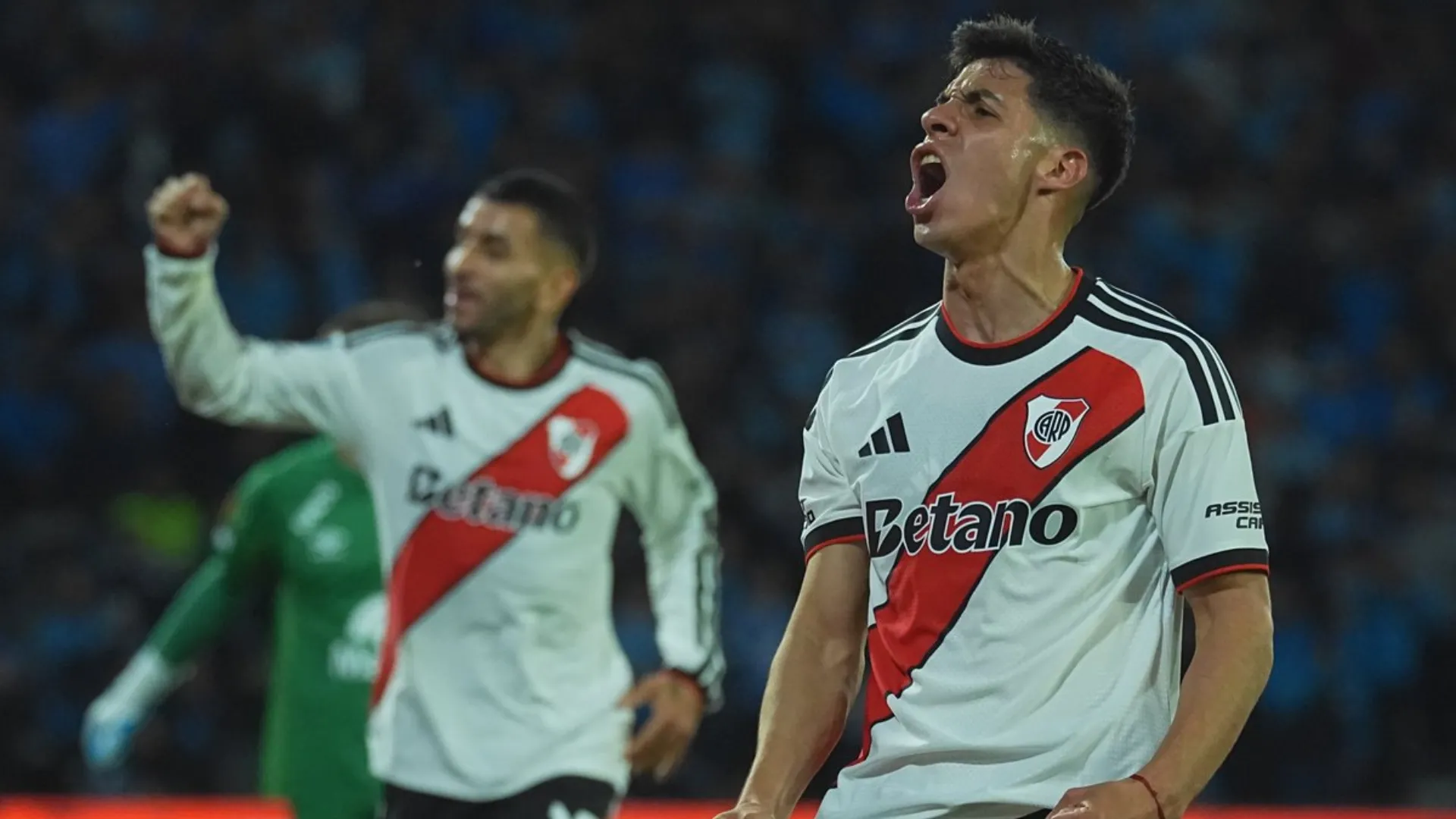 Galván y su grito de gol. (Foto: Prensa River)