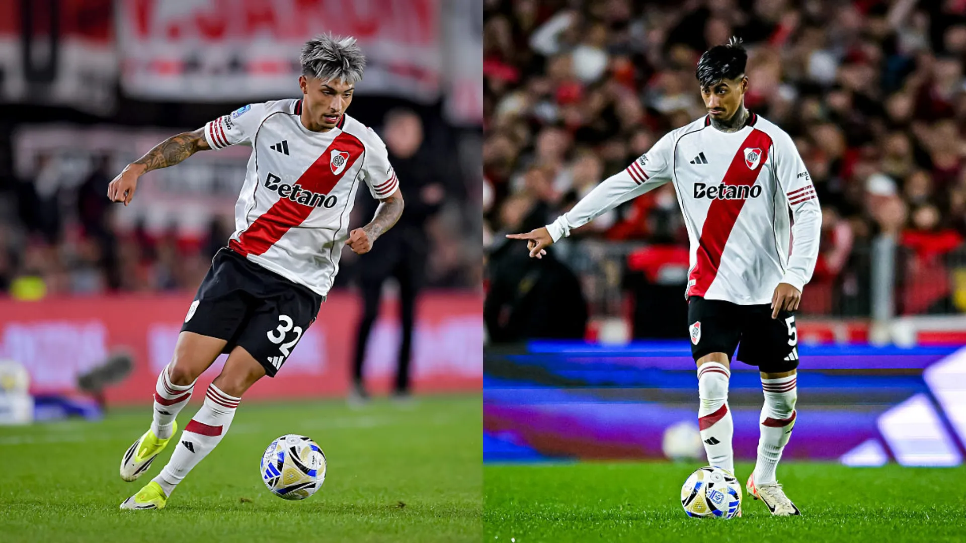 Agustín Ruberto y Juan Carlos Portillo, futbolistas de River Plate. (Getty Images)