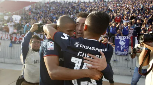 Futbol, Universidad de Chile vs Curico Unido. Novena fecha Campeonato nacional 2019 El jugador de Universidad de ChileLeandro Benegas, celebra su gol contra Curico Unido durante el partido por primera division en el estadio Nacional. Santiago de Chile. 21/04/2019 Ramon Monroy/Photosportt Football, Universidad de Chile vs Curico Unido. 9 th date of National Championchip 2019 Universidad de Chile's player Leandro Benegas celebrates his goal against Curico Unido during first division football match at Nacional stadium. Santiago, Chile. 21/04/2019 Ramon Monroy/Photosport