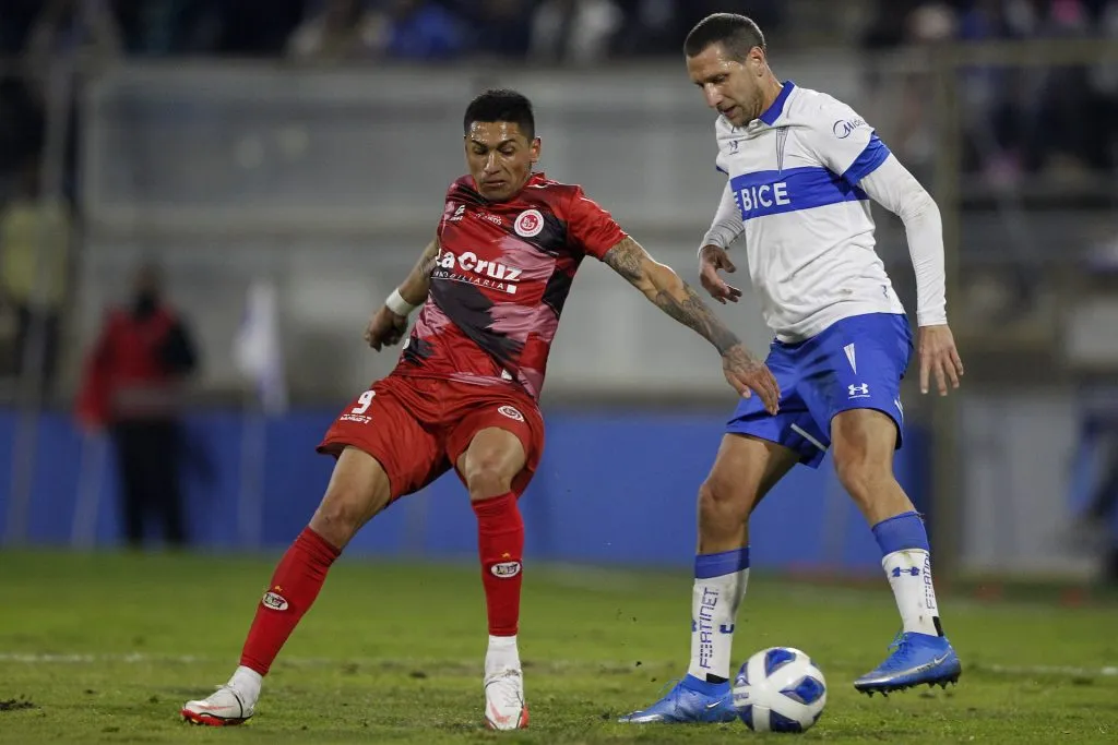 Mario Briceño -izq- tiene un renacer en Unión San Felipe tras varios actos de indisciplina (Photosport)