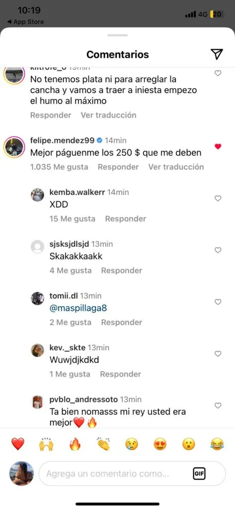 Felipe Méndez expuso a Unión Española.  Foto: Instagram