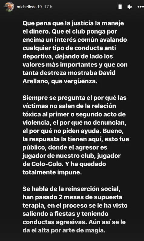 El descargo de Michelle Olivares en Instagram. | Foto: instagram