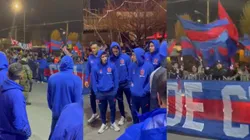 Jugadores de la U compartieron con los fanáticos que realizaron un banderazo en Chillán.