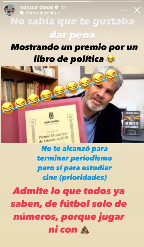 La historia de Cárdenas hacia Guarello (Instagram @makscardenas )