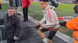 Solari se quedó sin short en el triunfo de River ante Defensa y Justicia.