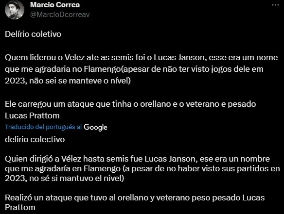 Y también lo siguen desde Flamengo (Captura Twitter)