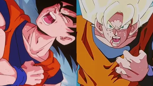 Gokú afectado por el virus del corazón, en Dragon Ball Z.