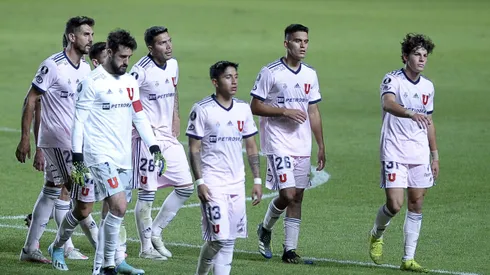 Futbol, San Lorenzo vs Universidad de Chile. Copa Libertadores 2021. Los jugadores de Universidad de Chile son fotografiados durante el partido de vuelta de la fase 2 de la Copa Libertadores contra San Lorenzo disputado en el estadio Pedro Bidegain de Buenos Aires, Argentina. 17/03/2021 Javier Gonzalez/Fotobaires/Photosport Football, San Lorenzo vs Universidad de Chile. 2021 Copa Libertadores Championship. Universidad de Chile's players are pictured during the phase 2 second leg match of the Copa Libertadores Championship against San Lorenzo held at the Pedro Bidegain stadium in Buenos Aires, Argentina. 17/03/2021 Javier Gonzalez/Fotobaires/Photosport