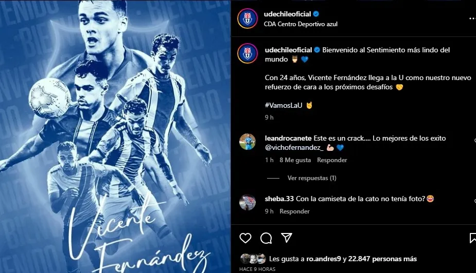 La bienvenida de la U a Vicho Fernández (Instagram)