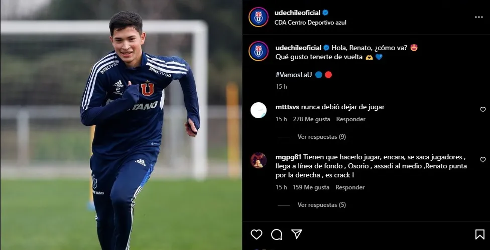 El entrenamiento de Renato Huerta (Instagram @udechileoficial )