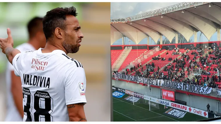 A Valdivia no le gustó para nada el lienzo de la hinchada alba.