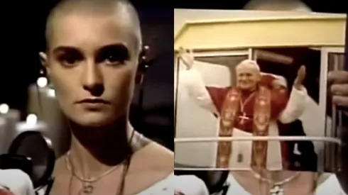 Sinead O'Connor en Sturday Night Live con la foto del Papa Juan Pablo II.