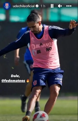 Mateos y su vuelta a las prácticas (Captura Instagram @udechileoficial )