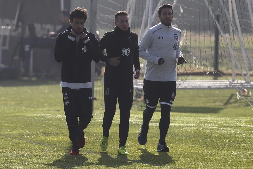 Jorquera entrenando en el Estadio Monumental con Valdivia y Berrios | FOTO:  Dragomir Yankovic/Photosport