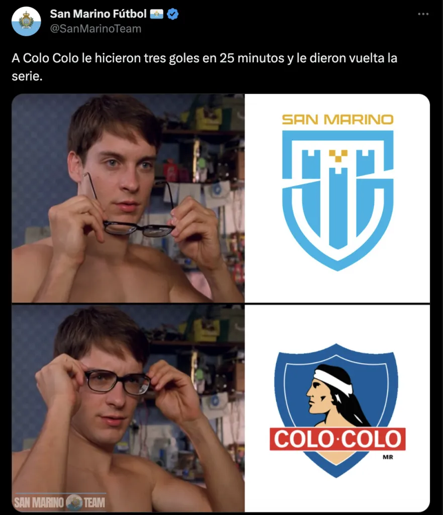 La cuenta parodia de San Marino saca de paseo a Colo Colo (Twitter)