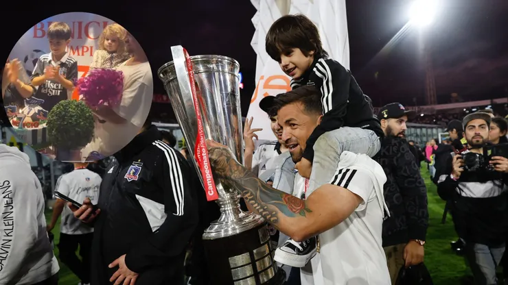 Gabriel Costa festejó a su hijo Benicio con decoración de Colo Colo