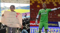 Cristóbal Campos le hizo un especial regalo a una pequeña hincha de la U (Cristian Vargas / la Voz Azul)