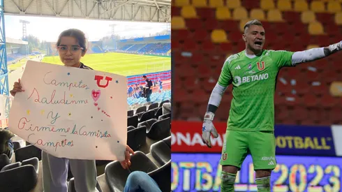 Cristóbal Campos le hizo un especial regalo a una pequeña hincha de la U (Cristian Vargas / la Voz Azul)