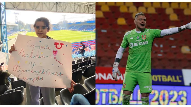 Cristóbal Campos le hizo un especial regalo a una pequeña hincha de la U (Cristian Vargas / la Voz Azul)