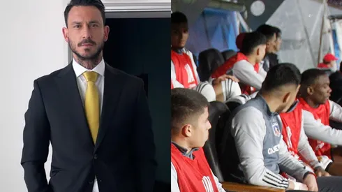 Mauricio Pinilla ve a Marcos Bolados en el banco en la Copa Sudamericana.