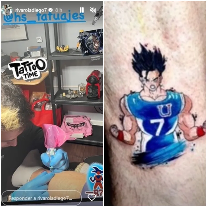 Rivarola publicó el inicio y el producto final de su notable tatuaje (Instagram)