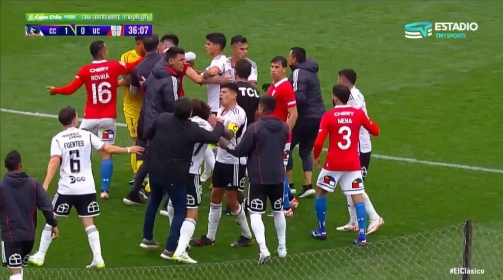 La polémica de Quinteros y Falcón en el Clásico | Foto: Captura