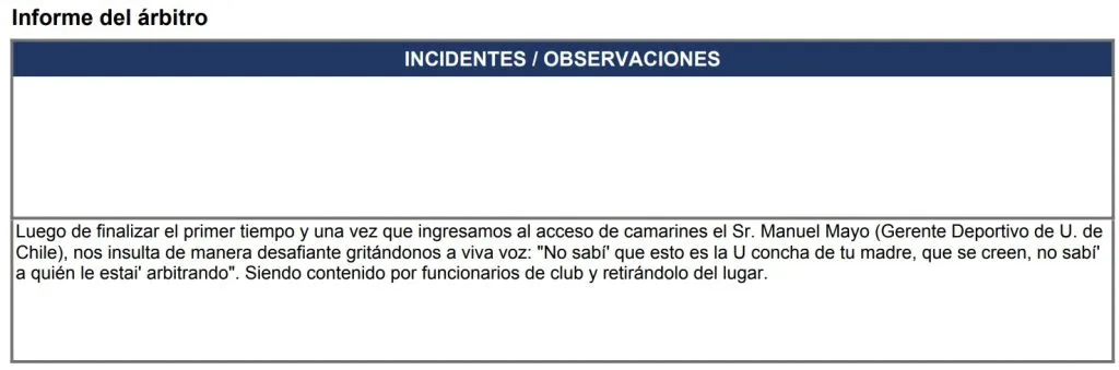 El informe de Millas (Captura Campeonato Chileno)