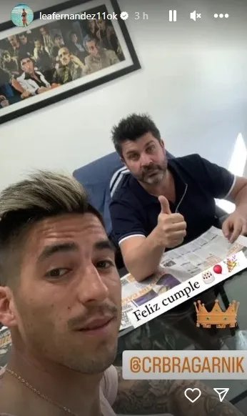 El saludo de Lean a Bragarnik (Instagram @leafernandez11ok )