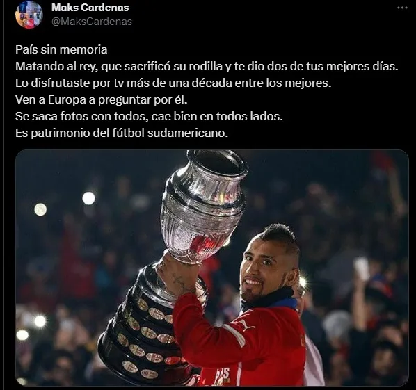 La publicación de Cárdenas (Captura Twitter)