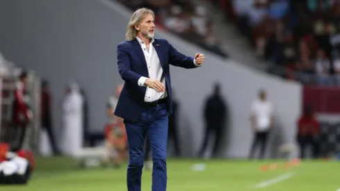 DOHA, QATAR – JUNE 13: Ricardo Gareca, Head Coach of Peru reacts during the 2022 FIFA World Cup Playoff match between Australia Socceroos and Peru at Ahmad Bin Ali Stadium on June 13, 2022 in Doha, Qatar. (Photo by Mohamed Farag/Getty Images)