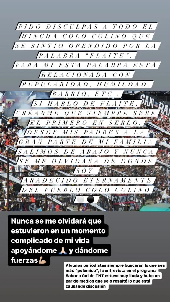 Roberto Cereceda pide disculpas a la hinchada de Colo Colo (Foto: robertocereceda, Instagram)