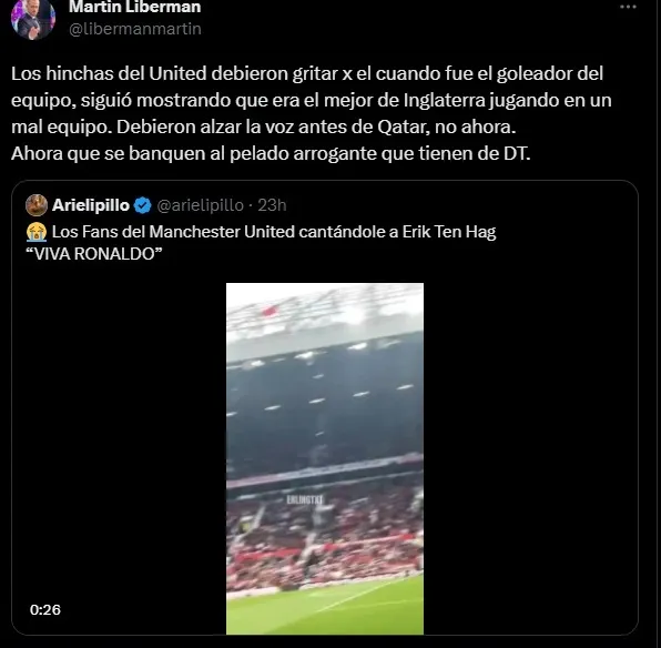 El tuit de Liberman (Twitter)