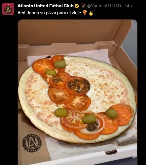La especial pizza publicada por el Atlanta United (Twitter @VamosATLUTD )