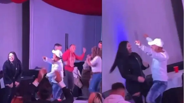 Thompson zapateando con ex pareja que lo denunció por violencia de género.