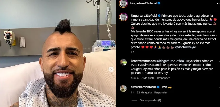La publicación de Vidal desde la clínica (Instagram)