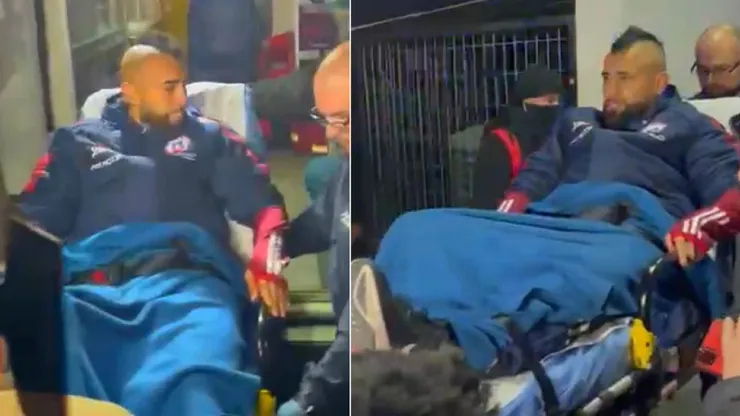 Arturo Vidal salió en camilla desde el Estadio Monumental