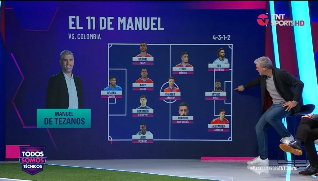 Manuel de Tezanos se la jugó con un once en la Selección Chilena ante Uruguay (Foto: TNT Sports)