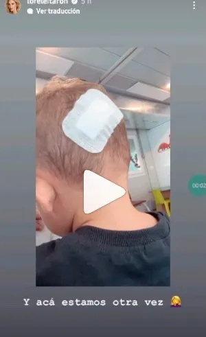 La esposa del Tigre dando cuenta de la herida del pequeño Jedediah (Instagram)