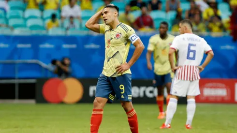SALVADOR, BRAZIL – JUNE 23: Radamel Falcao of Colombia reacts during the Copa America Brazil 2019 group B match between Colombia and Paraguay at Arena Fonte Nova on June 23, 2019 in Salvador, Brazil. (Photo by Wagner Meier/Getty Images)