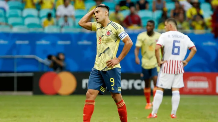SALVADOR, BRAZIL - JUNE 23: Radamel Falcao of Colombia reacts during the Copa America Brazil 2019 group B match between Colombia and Paraguay at Arena Fonte Nova on June 23, 2019 in Salvador, Brazil. (Photo by Wagner Meier/Getty Images)