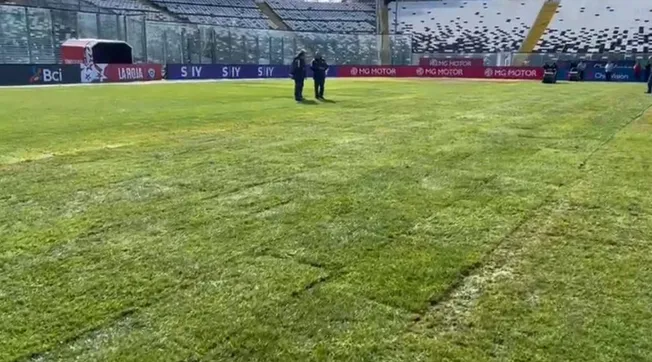 Así está el terreno de juego en el Estadio Monumental | Foto: Captura Twitter
