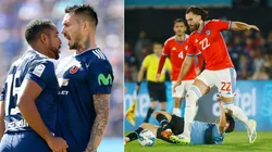 Jean Beausejour y Mauricio Pinilla se agarran por la delantera de La Roja