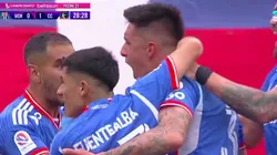 Tapia celebrando el empate transitorio de la U ante Colo Colo.